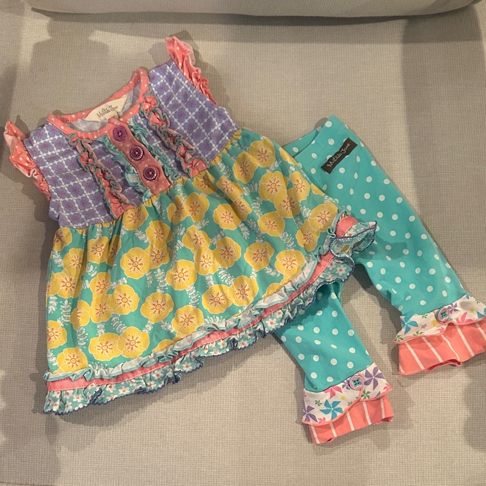 Matilda Jane Floral Dress and Polka Dot Leggings Set